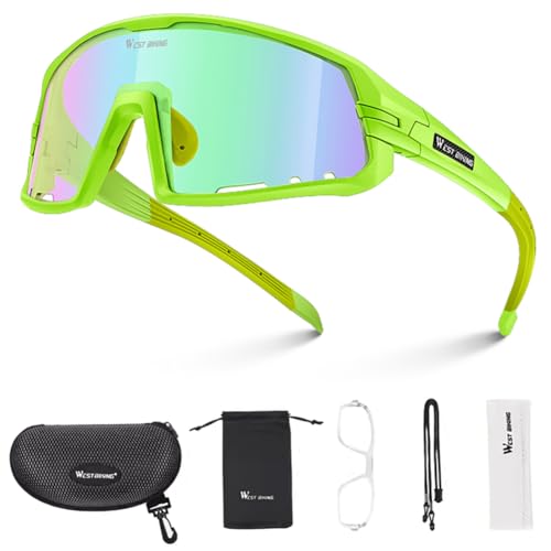 JUCHRZEY Polarisierte Sport-Sonnenbrille, photochrome Fahrradbrille, modische winddichte Fahrradbrille, Schutz, leichte Sonnenbrille, Outdoor-Brille für Männer und Frauen von JUCHRZEY