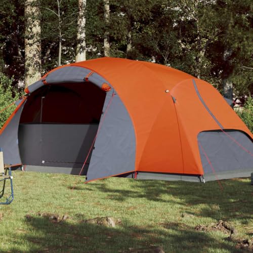 Campingzelt 8 Personen Grau & Orange 360x430x195 cm 190T Taft, JUDYY Caming Zelt, Camping Tents, Camping-Zelt - 94423 von JUDYY