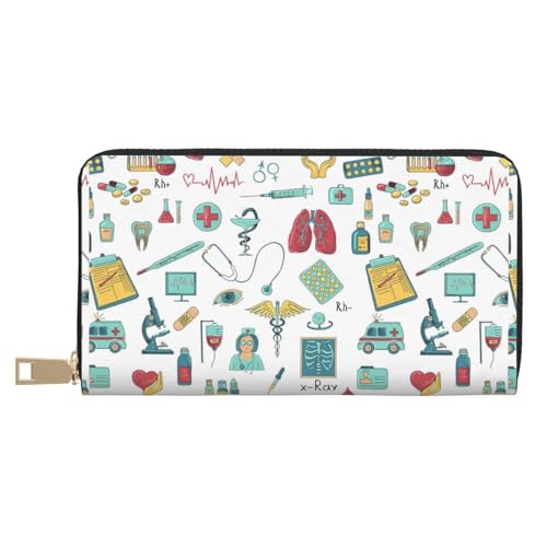 Abstraktion Biologie Chemie 4 Lange Clutch aus Kunstleder, schick, stilvolle Damengeldbörsen für moderne Frauen, großes Fassungsvermögen, Kartenhalter und Organizer-Taschen, strapazierfähige von JUEXDEME