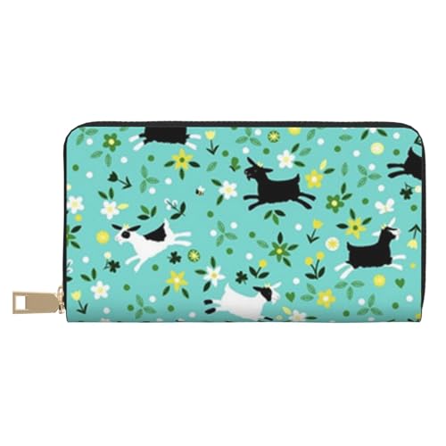 JUEXDEME Goat Frolic Lange Kunstleder-Clutch, schick, stilvolle Damen-Geldbörsen für moderne Frauen, großes Fassungsvermögen, Kartenhalter und Organizer-Taschen, strapazierfähige Geldbörse, Handtasche von JUEXDEME