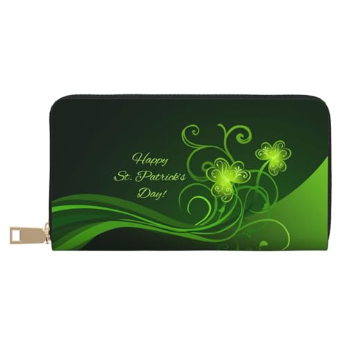 JUEXDEME Happy St Patrick's Day Lange Kunstleder-Clutch, schick, stilvolle Damen-Geldbörsen für moderne Frauen, großes Fassungsvermögen, Kartenhalter und Organizer-Taschen, strapazierfähige Geldbörse, von JUEXDEME