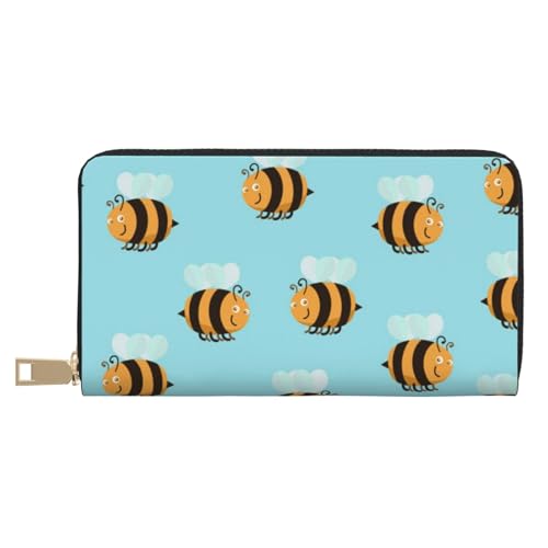 JUEXDEME Lange Clutch aus Kunstleder mit Cartoon-Bienenmuster, schick, stilvolle Damen-Geldbörsen für moderne Frauen, großes Fassungsvermögen, Kartenhalter und Organizer-Taschen, strapazierfähige von JUEXDEME