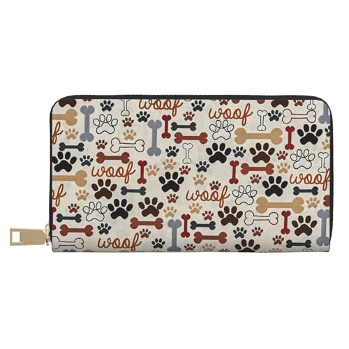 JUEXDEME Lange Clutch aus Kunstleder mit Knochen- und Pfotenabdruck, schick, stilvolle Damengeldbörsen für moderne Frauen, großes Fassungsvermögen, Kartenhalter und Organizer-Taschen, strapazierfähige von JUEXDEME