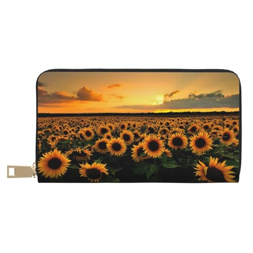 JUEXDEME Sunflowers Sea Long Faux Leather Clutch Chic Stylish Women's Wallets for Modern Women Large Capacity Card Holder and Organizer Pockets Durable Purse Handbag for Everyday Travel, weiß, von JUEXDEME