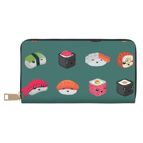 JUEXDEME Sushi Lange Kunstleder-Clutch, schick, stilvolle Damengeldbörsen für moderne Frauen, großes Fassungsvermögen, Kartenhalter und Organizer-Taschen, strapazierfähige Geldbörse, Handtasche für von JUEXDEME