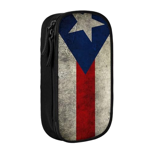 JUEXDEME Tasche für Schule, Bürobedarf, großes Fassungsvermögen, Puerto Rico-Flagge, Federmäppchen, großes Fassungsvermögen, Federmäppchen für Studenten, Schreibwaren-Tasche, Stiftebox, von JUEXDEME