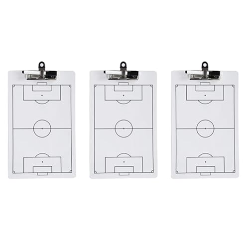 JUJNE 3-Teiliges Fußball-Klemmbrett für Trainer, Doppelseitige Fußball-Trockenlöschtafel für Trainer, 13,78 X 8,7, Board-Markierungstafeln, Einfache Installation von JUJNE