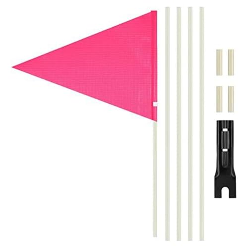 JUJNE Fahrrad-Sicherheitsflagge mit Stange, Reflektierende Fahrradanhänger-Sicherheitsflagge mit Fahrradhalterung, Fahrrad-Sicherheitsflagge, Rosa von JUJNE