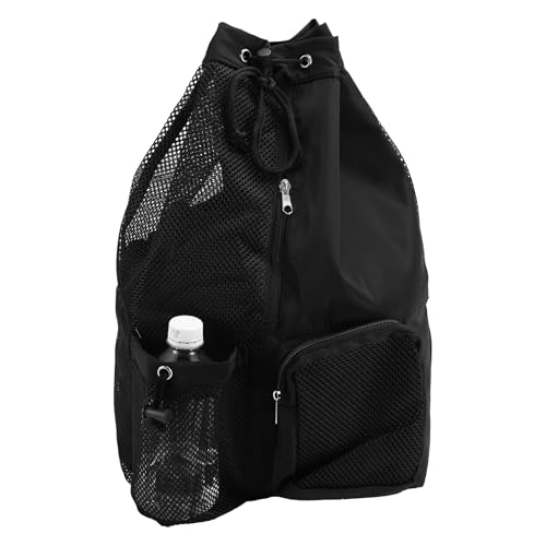 JUJNE Sporttasche für Schwimmbad, Sport, Strand, Netz-Rucksack mit Kordelzug für Männer und Frauen, Schwimmer, Trainingsausrüstungstasche, Schwarz von JUJNE