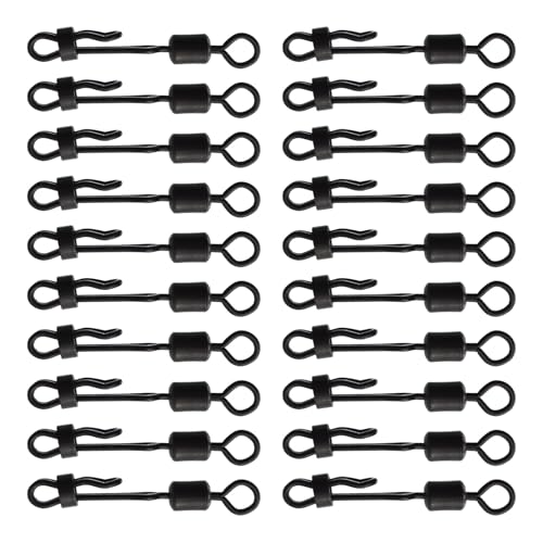 JUNNASALIKER 20Pcs Angeln Rollende Fässer Wirbel Mit Clam Lock Snapping Karpfen Tippet Linie Stecker Angelschnur Führer Stecker von JUNNASALIKER