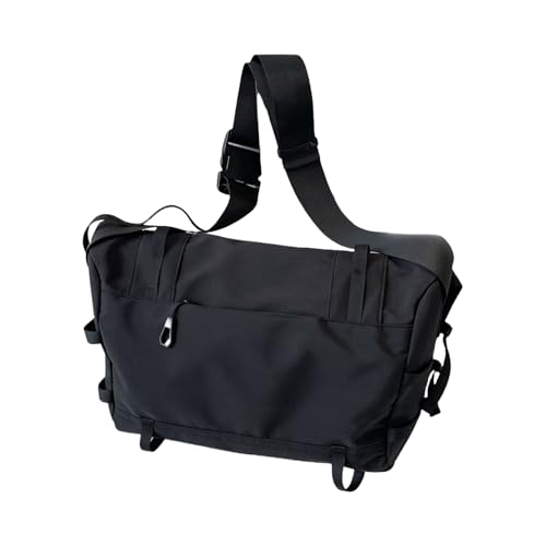 Unisex Schultertasche Mit Hoher Kapazität Für Outdoor Aktivitäten Und Stilvolle Streetwear Sport Schwarze Umhängetasche Mit Reißverschluss von JUNNASALIKER