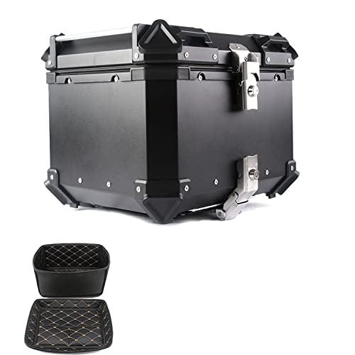 Top Case Motorrad Top Box Werkzeugkiste mit Halterung Grundplatte 28L 36L 45L 55L 65L 80L 100L Motorrad Schwanztruhe Motorradträger/Schwarz/A-65L Decoration von JUNNIU