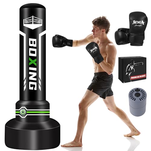 JUOIFIP Boxsack Erwachsene 180cm, Upgraded selbst aufblasen schweren Boxsack mit Boxhandschuhen und Built-in Luftpumpe für die Ausbildung MMA Muay Thai Fitness Anfänger JUOIFIP Boxsack Erwachsene 180cm, Upgraded selbst aufblasen schweren Boxsack mit Boxhandschuhen und Built-in Luftpumpe für die Ausbildung MMA Muay Thai Fitness Anfänger von JUOIFIP