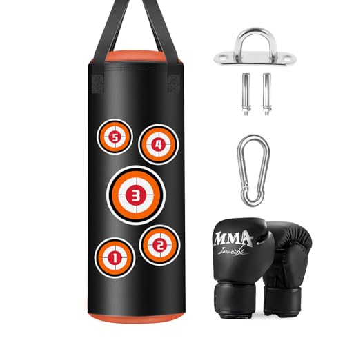 JUOIFIP Boxsack Hängend Set, Boxsack Kinder 60 cm, Microfiber Leder Schwere Tasche für das Training Kickboxen Fitness MMA Grappling Muay Thai Karate JUOIFIP Boxsack Hängend Set, Boxsack Kinder 60 cm, Microfiber Leder Schwere Tasche für das Training Kickboxen Fitness MMA Grappling Muay Thai Karate von JUOIFIP