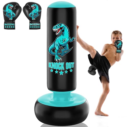JUOIFIP Boxsack Kinder - 160 cm Freistehender Boxing Set mit Boxhandschuhen - Wilder Dinosaurier Sport Aufblasbarer Kickboxen für Training Karate Taekwondo MMA JUOIFIP Boxsack Kinder - 160 cm Freistehender Boxing Set mit Boxhandschuhen - Wilder Dinosaurier Sport Aufblasbarer Kickboxen für Training Karate Taekwondo MMA von JUOIFIP