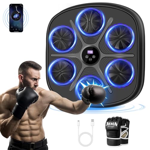 JUOIFIP Music Boxing Machine für Kinder und Erwachsene, Intelligente Bluetooth Boxautomat mit Boxhandschuhen, Wandmontierte Elektronische Boxmaschine mit Musik für Home Fitnessstudio Training Indoor JUOIFIP Music Boxing Machine für Kinder und Erwachsene, Intelligente Bluetooth Boxautomat mit Boxhandschuhen, Wandmontierte Elektronische Boxmaschine mit Musik für Home Fitnessstudio Training Indoor von JUOIFIP