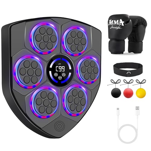JUOIFIP Music Boxing Machine für Kinder und Erwachsene, Intelligente Bluetooth Boxautomat mit Boxhandschuhen, Wandmontierte Elektronische Boxmaschine mit Musik für Home Fitnessstudio Training Indoor JUOIFIP Music Boxing Machine für Kinder und Erwachsene, Intelligente Bluetooth Boxautomat mit Boxhandschuhen, Wandmontierte Elektronische Boxmaschine mit Musik für Home Fitnessstudio Training Indoor von JUOIFIP