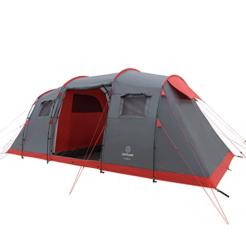 JUSTCAMP Lake 6 Campingzelt, Familienzelt für 6 Personen, 2 Schlafkabinen, Tunnelzelt mit Stehhöhe, groß, stabil, wasserdicht für Festival, XXL Kuppelzelt, tragbar mit Packtasche, Zelt für Familien JUSTCAMP Lake 6 Campingzelt, Familienzelt für 6 Personen, 2 Schlafkabinen, Tunnelzelt mit Stehhöhe, groß, stabil, wasserdicht für Festival, XXL Kuppelzelt, tragbar mit Packtasche, Zelt für Familien von JUSTCAMP