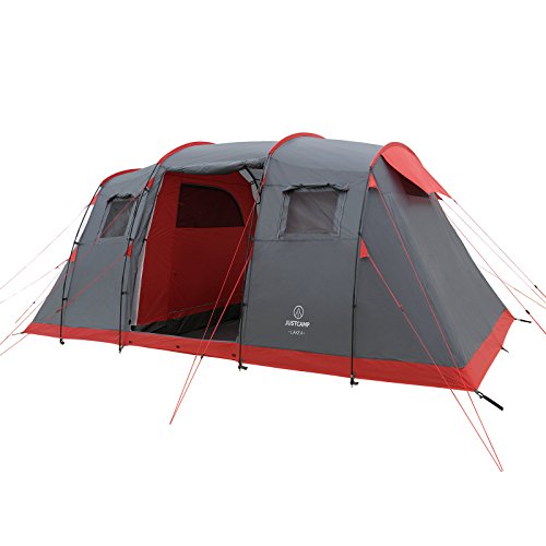 JUSTCAMP Lake 4 Campingzelt, 4 Personen Familienzelt, groß, stabil, wasserdicht für Festival, tragbar, hohes Kuppelzelt mit Zwei Schlafkabinen und Vorraum mit Stehhöhe, Zelt für Familien, Tunnelzelt JUSTCAMP Lake 4 Campingzelt, 4 Personen Familienzelt, groß, stabil, wasserdicht für Festival, tragbar, hohes Kuppelzelt mit Zwei Schlafkabinen und Vorraum mit Stehhöhe, Zelt für Familien, Tunnelzelt von JUSTCAMP