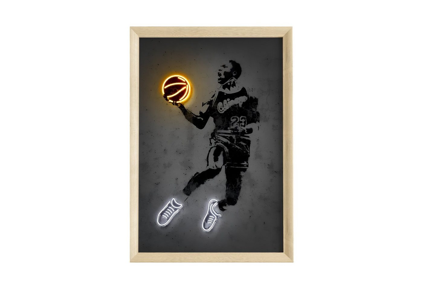 JUSTGOODMOOD Poster Premium ® Basketball Poster · Neon Effekt · ohne Rahmen, Poster in verschiedenen Größen Verfügbar von JUSTGOODMOOD