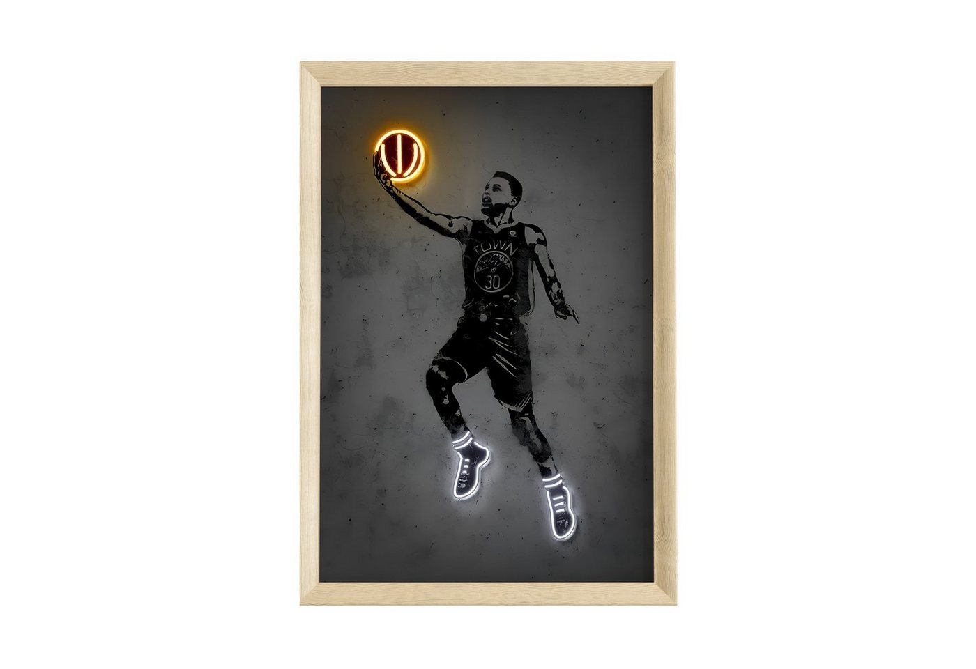 JUSTGOODMOOD Poster Premium ® Basketball Poster · Neon Effekt · ohne Rahmen, (1 St), Poster in verschiedenen Größen verfügbar von JUSTGOODMOOD