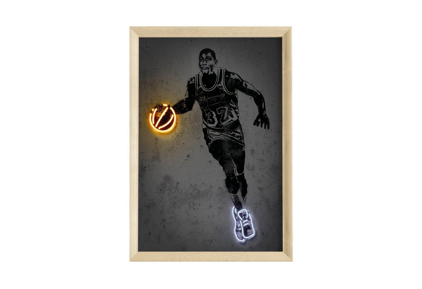 JUSTGOODMOOD Poster Premium ® Basketball Poster · Neon Effekt · ohne Rahmen von JUSTGOODMOOD