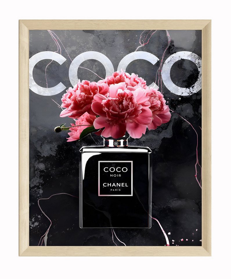 JUSTGOODMOOD Poster Premium ® Coco Chanel Poster · Coco Noir Parfüm Flacon · ohne Rahmen, (1 St), Poster in vielen verschiedenen Größen verfügbar, Poster, Wandbild von JUSTGOODMOOD