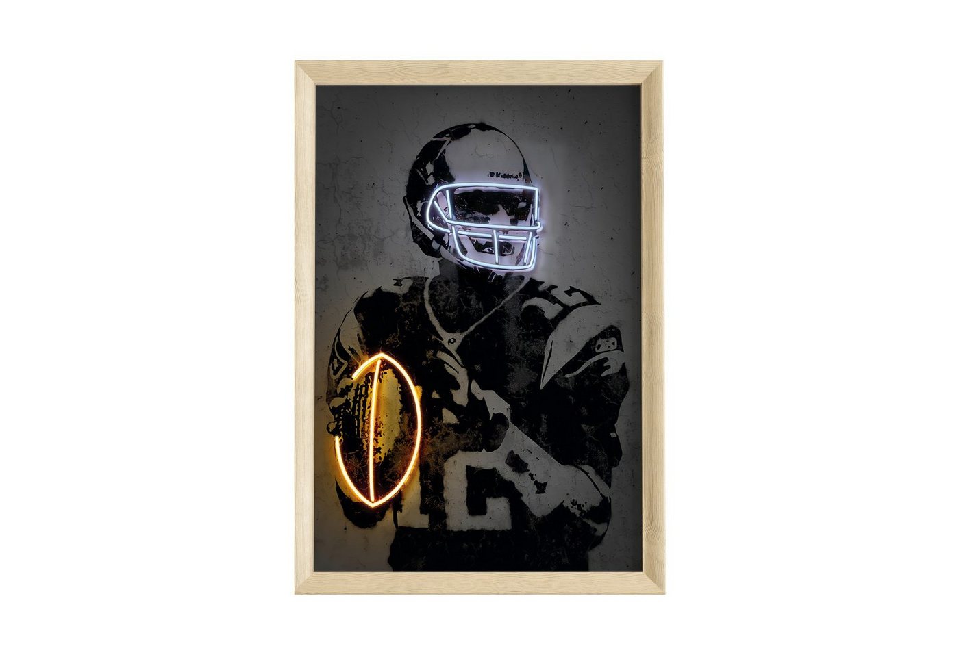 JUSTGOODMOOD Poster Premium ® Football Poster · Neon Effekt · ohne Rahmen von JUSTGOODMOOD