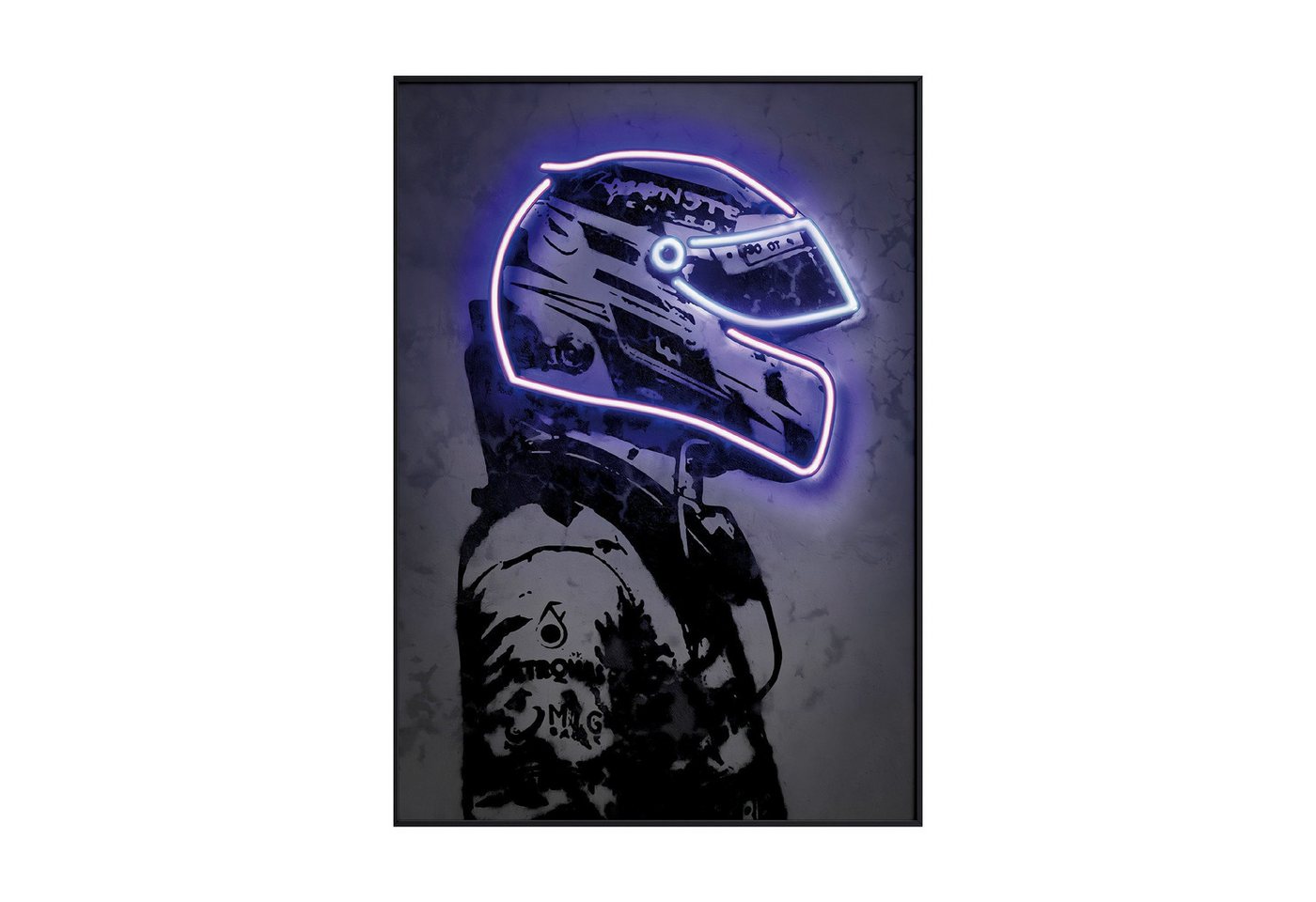 JUSTGOODMOOD Poster Premium ® Formel 1 Rennfahrer Lila Neon Helm Poster · ohne Rahmen von JUSTGOODMOOD