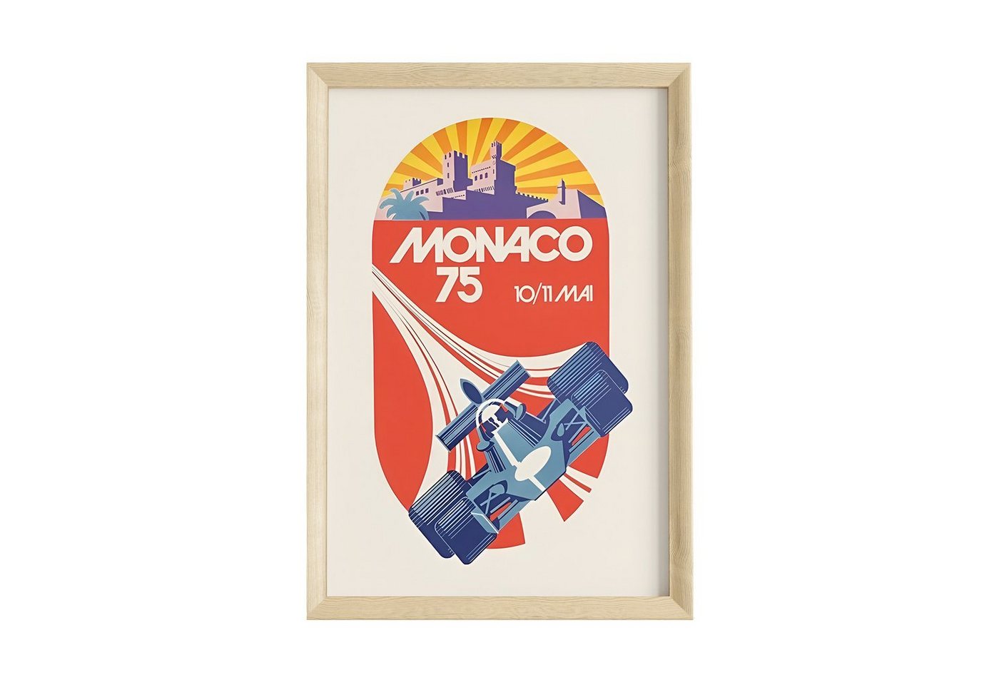 JUSTGOODMOOD Poster Premium ® Monaco 75 Retro Rennwagen Poster · ohne Rahmen von JUSTGOODMOOD