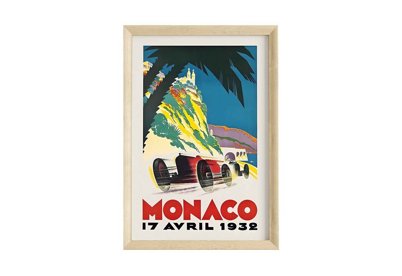 JUSTGOODMOOD Poster Premium ® Monaco Retro Rennwagen Poster · ohne Rahmen von JUSTGOODMOOD