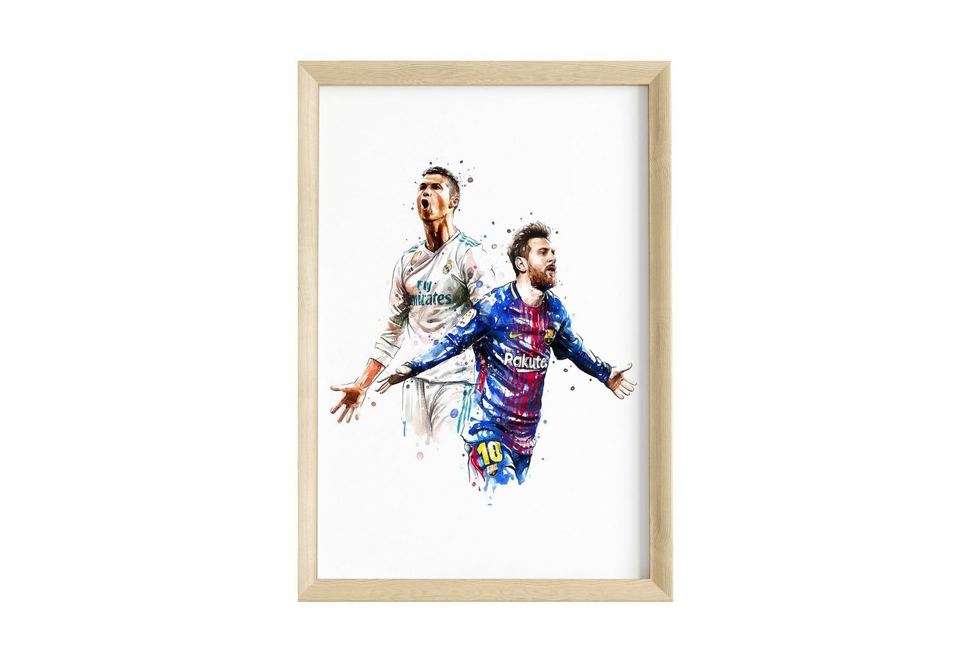 JUSTGOODMOOD Poster Premium ® Ronaldo Messi Fußball Poster · Wasserfarben · ohne Rahmen von JUSTGOODMOOD
