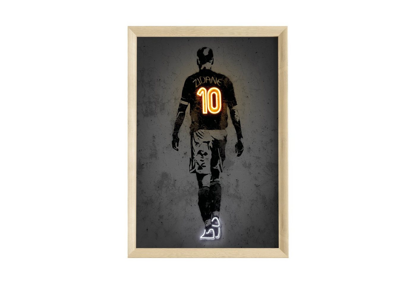 JUSTGOODMOOD Poster Premium ® Zinedine Zidane Fußball Poster · Neon Effekt · ohne Rahmen von JUSTGOODMOOD