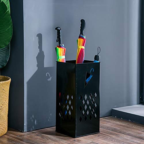 JWBXFYXW Schirmständer, Iron Art Indoor Bodenstehend Home Office Flur Regenschirm Eimer Kreativer Gehstockständer Aufbewahrungshalter Rack, 23 23 50 cm, Schwarz von JWBXFYXW