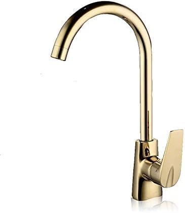 JWBXFYXW Warm Home Kupfer Gold Küchenspüle Wasserhahn Loch Gemüse Kalt Waschbecken Wasserhahn drehbar verdickte Basis Fengong von JWBXFYXW