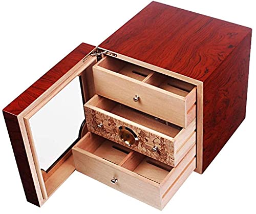 JWBXFYXW Zigarrenkisten, Humidore, Humidor, Zigarrenbox, Zigarren-Humidorschrank mit Hygrometer, 3 größere Schubladen, Zigarrenbox-Aufbewahrungskoffer, Zigarrenbox von JWBXFYXW