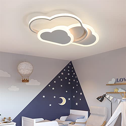 LED-Deckenlampe für Kinderzimmer, moderne Mädchen, Kinderzimmer, Schlafzimmer, Arbeitszimmer, Beleuchtungskörper, kreative Wolke, Innenlampe, Pendelleuchten (weiß a, D52 cm/Helligkeit dimmbar) von JWBXFYXW