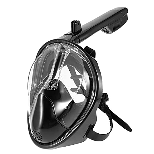Vollgesichtsmaske Tauchmaske Full Dry Taucherbrille Silikonmaske Tauchausrüstung Schnorchelset, Schwarz von JWXFGHJT