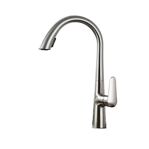 JXBSK Küchenarmaturen, ausziehbare Küchenarmaturen, heißes und kaltes Wasser, Waschbecken, Waschbecken, Wasserhahn, drehbar, einziehbar, Pistole, Grau und Weiß, 60 cm Zug (gebürstetes Nickel) von JXBSK