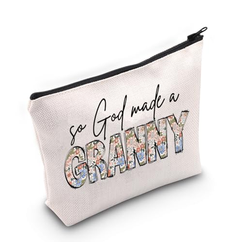 JXGZSO Kosmetiktasche für Oma mit Aufschrift "So God Made A Granny", Boho-Blumenmuster, Reisetasche mit Reißverschluss, So God Made A Granny von JXGZSO