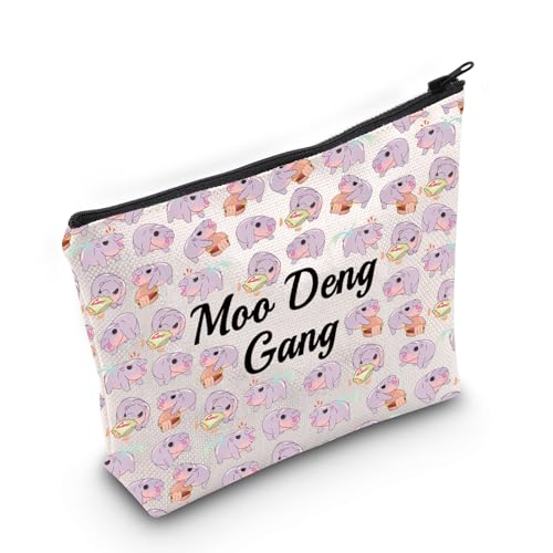 JXGZSO Lustige Nilpferd-Kosmetiktasche, Moo Deng Gang, Make-up-Tasche, Moo Deng Liebhaber, Geschenk, süßes Nilpferd-Geschenk, moo deng gang von JXGZSO