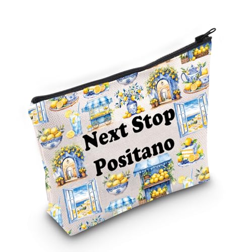 JXGZSO Positano Kosmetiktasche mit Reißverschluss für Städtereisen, Geschenk für den nächsten Aufenthalt, Positano, Kosmetiktasche mit Reißverschluss, Next Stop Positano von JXGZSO