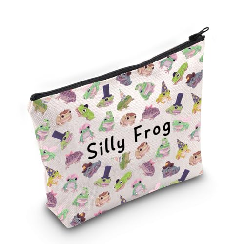 Lustige Kosmetiktasche mit Frosch-Motiv, lustiges Frosch-Geschenk, alberner Frosch mit Kappe, Make-up-Tasche, Frosch-Liebhaber, Geschenk, witziges Frosch-Geschenk, Lustiger Frosch von JXGZSO