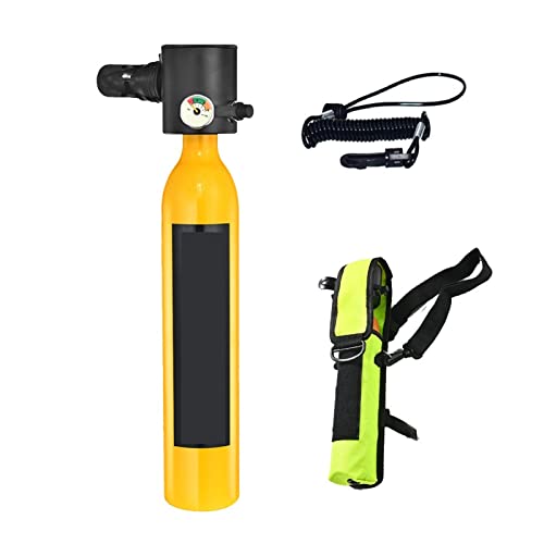 JXIYUO Tauchtank Tragbare Unterwasser-Notfall-Ersatzgasflaschen, ausgestattet mit einem kompletten Satz Tauchatemschutzmasken, atmen sanfter (Farbe: Gelb, Paket A, Größe: X-Large) von JXIYUO