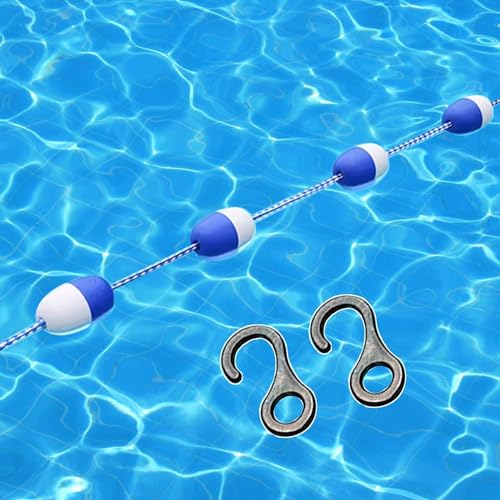 Poolteiler-Seilschwimmer Sicherheitsseil für Schwimmbecken mit Schwimmern, 2,4 bis 61 m lang – Bojenleine für Schwimmbecken mit Aluminiumhaken für Abtrennen von Gefahrenbereichen – Schwimmende Trennse von JYHHCYS