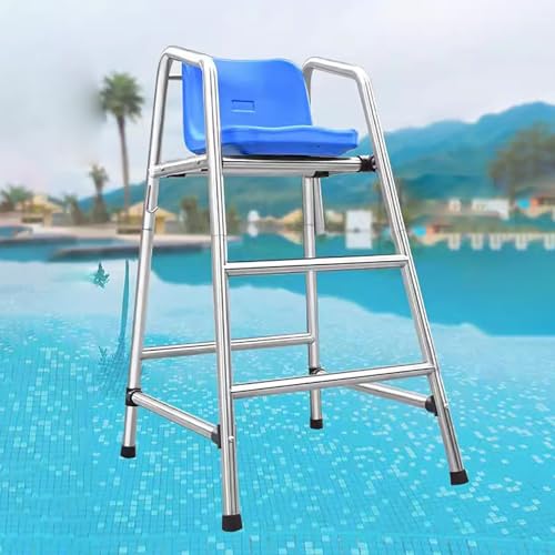 Rettungsschwimmer Stuhl Schwimmbad 120cm High Lifeguard Chair Stepladder - Outdoor Stainless Steel Chairs for Adults & Kids - Lifeguard/Deck Chairs Outdoor with Thickened Seat Loads 660lbs - Detachabl von JYHHCYS