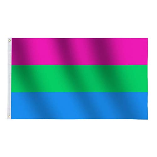 JZK 90 cm x 150 cm groß polysexuell Flagge für Wand, polysexual pride Flagge flag, polysexuell Stolz Flagge für draußen, Karneval, Parade, groß LGBTQ Flagge LGBT, Gay Pride Festival Accessoire von JZK
