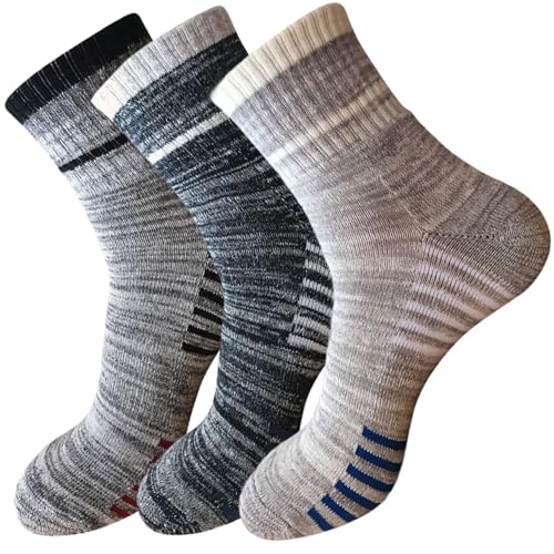 JZLEJC Basketballsocken für Männer 3 Paar 3 Farb gestreifte Wandersocken atmungsaktiv von JZLEJC