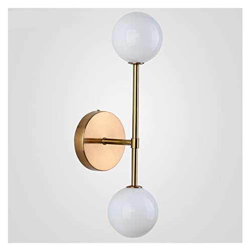 JZLUCAJJ Moderne LED-Wandleuchte, goldene Wandleuchten mit milchigem Spezialglas, runde Kugel, Nachttisch-Wandleuchten mit 2 G9-Glühbirnen, Wandleuchte, Moderne Wandleuchten (Gold, warmweiß) von JZLUCAJJ