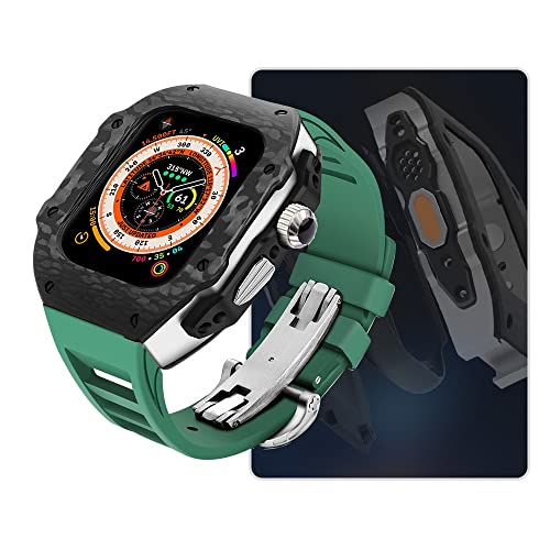 JZLUCAJJ Modifikationskit Kohlefasergehäuse für Ultra 8 7 6 SE Metalllünette Mod Kit für Iwatch 49MM 45MM 44MM Gummiarmband-Set von JZLUCAJJ